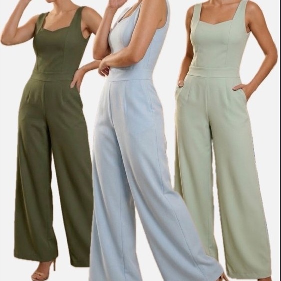 Macacão Feminino Pantalona Longo com ziper Moda Evangélica Social causal Para Formatura e Casamento 38 ao 44