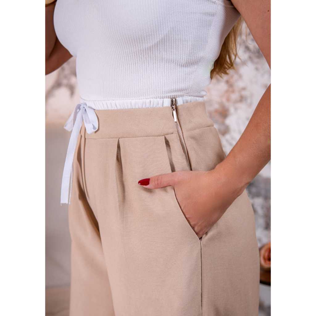 Calça Virginia Bicolor Pantalona Feminina Cos Duplo A Calça Mais Usada Esportiva Moderna Causal