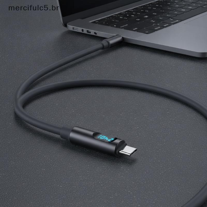 Prosperoneframe 240W Multifuncional LED Display Digital USB C Para Cabo De Carregamento Rápido , Carregador De Silicone