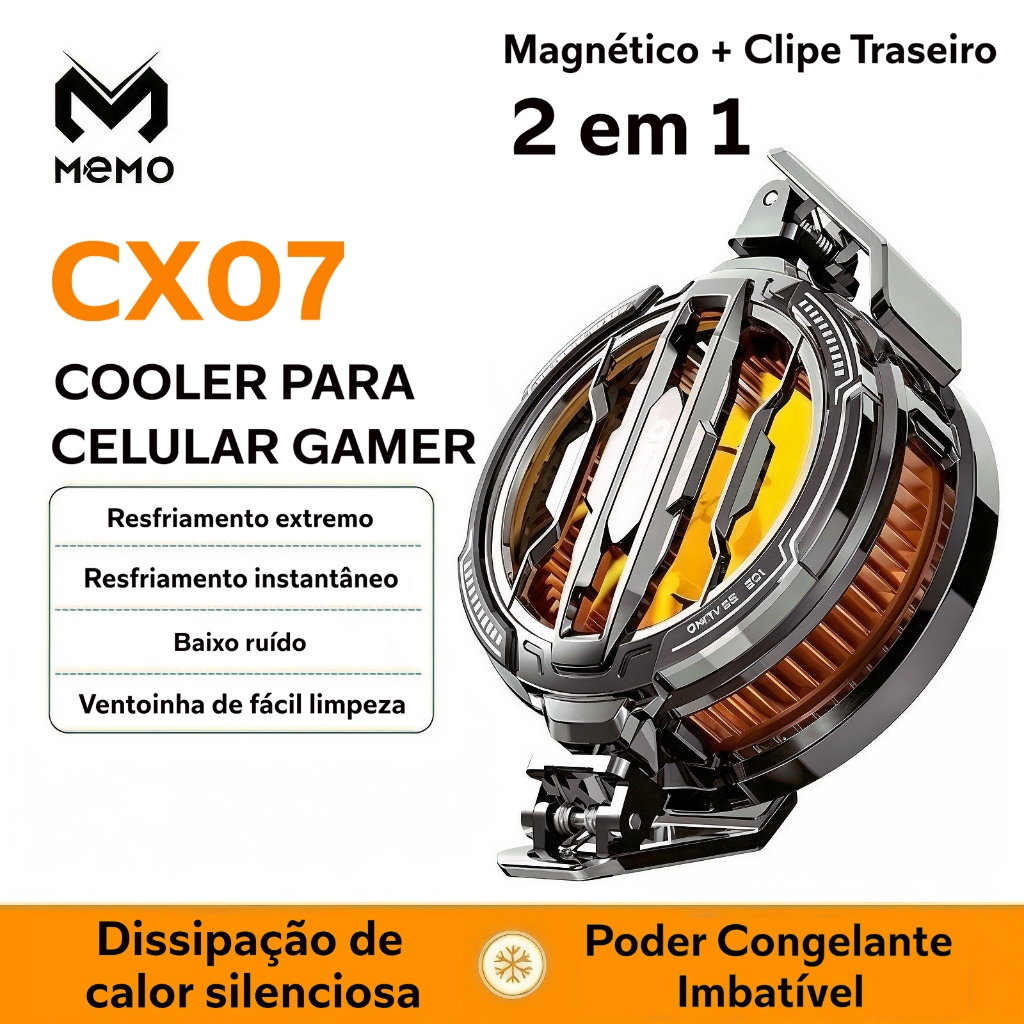 Cooler Magnético para Celular CX07, RGB, 2 em 1