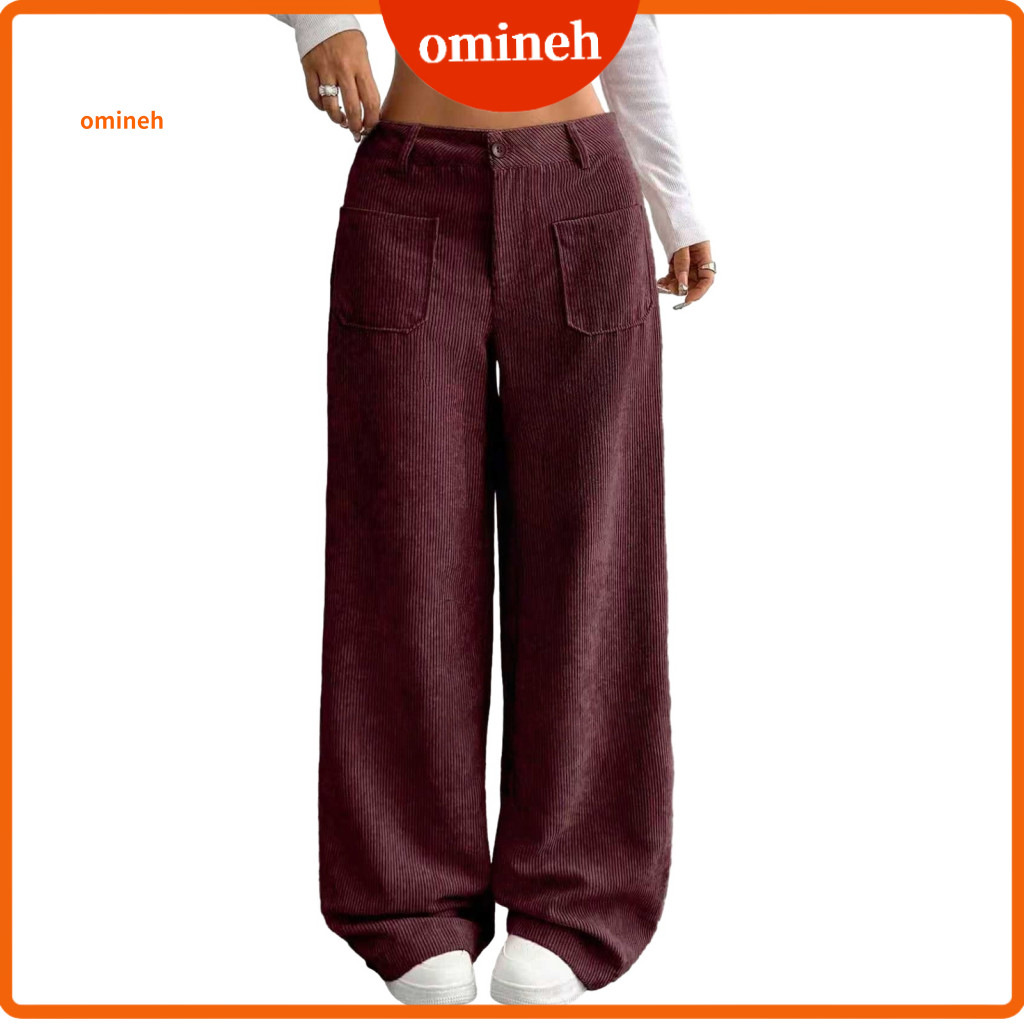 Women Casual Pants Women’s Wide Leg with Button Zipper Loose Fit Straight Trousers Pockets Solid Color Lounge Wear for