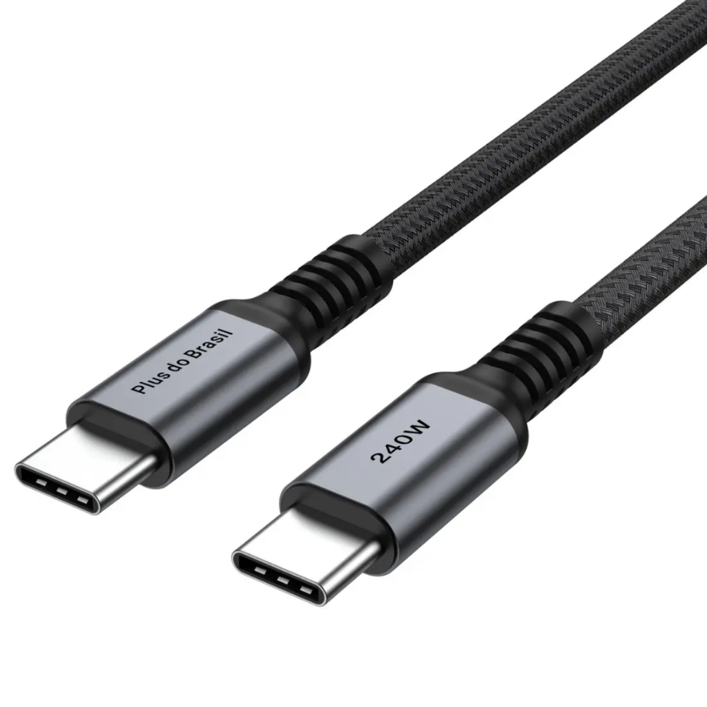 Plus Do Brasil Cabo Usb 4 40gbps 180 Cm Thunderbolt Tipo C Pd 240w C/ Chip E-mark Mac Win 8k 60hz 4k