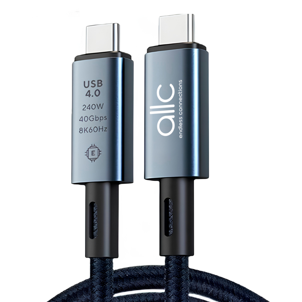 Cabo USB 4.0 USB-C 240W 40Gbps Ultra Rápido Vídeo 8K 60Hz Chip E-Marker Premium Turbo Para Notebook Mac Tablet Celular