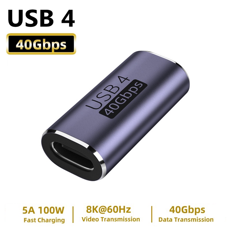 Adaptador USB4.0 40Gbps OTG Thunderbolt3 8K @ 60Hz 100W 5A USB C De Dados Fêmea Para Conversor Rápido De Carregamento Macbook