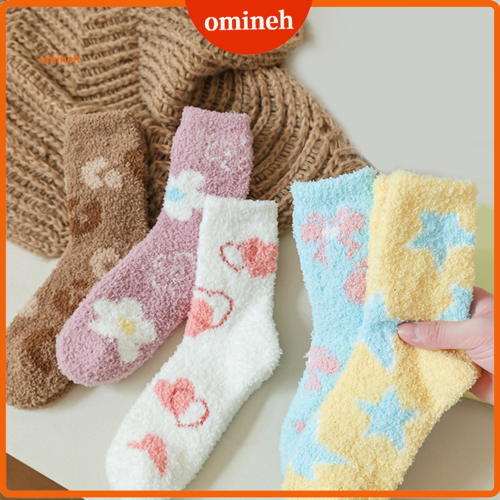 Warmth Retaining Sleep Socks Soft Coral Fleece Women’s Thermal – Warm Crew with Non-binding Top Cute Autumn Winter f