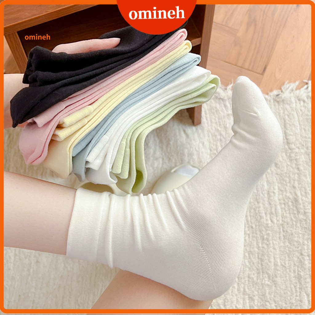 Comfortable Non Binding Socks Loose Cuff Crew Women’s Mid-length with Breathable Solid Color for Autumn Winter for Sou