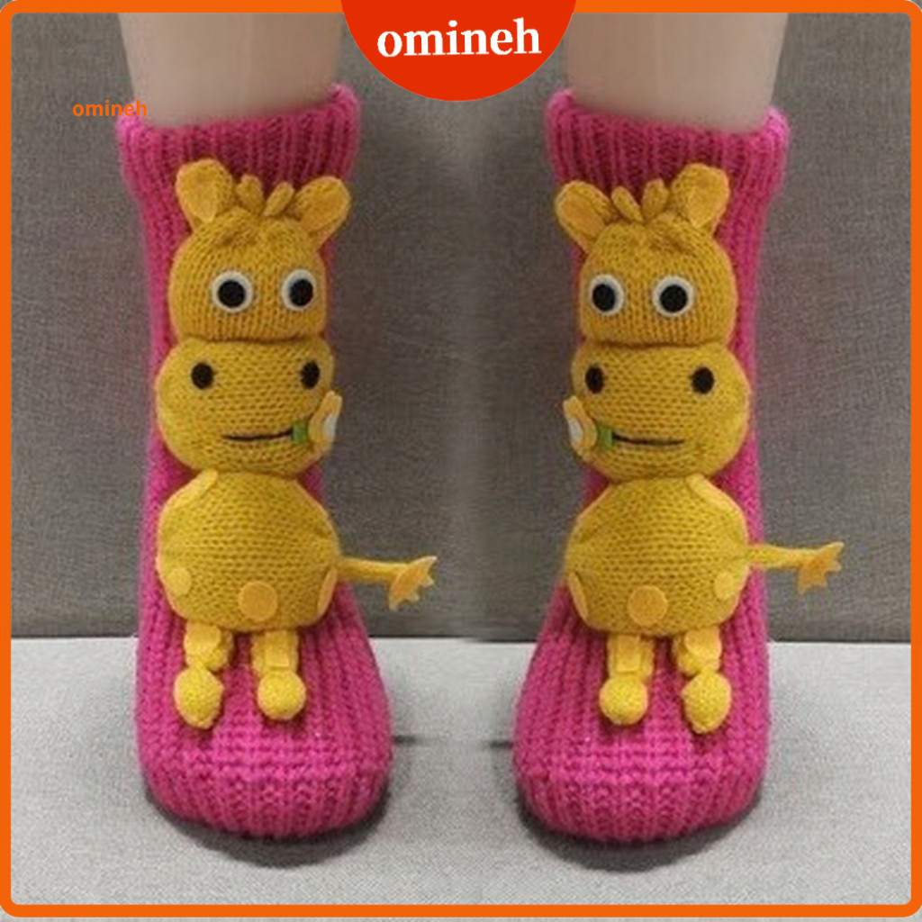 3d Animal Socks 1 Pair Women’s Thick Warm Knitted – Cute Mid-calf Home Floor Sleeping for Autumn Winter Soft Stretch