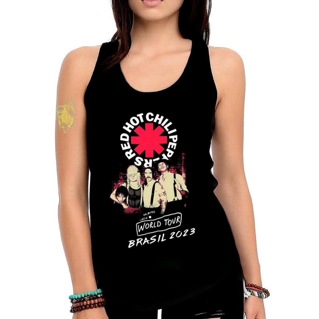 Regata Red Hot Chili Peppers Show Brasil Camiseta Feminina Modelo Acinturado M2