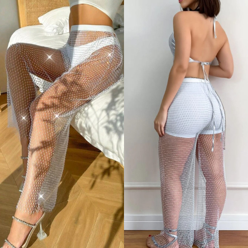 Calça Red,Telinha,Cintura Com Elastano Tecido Em Brilho Ponto De Luz
