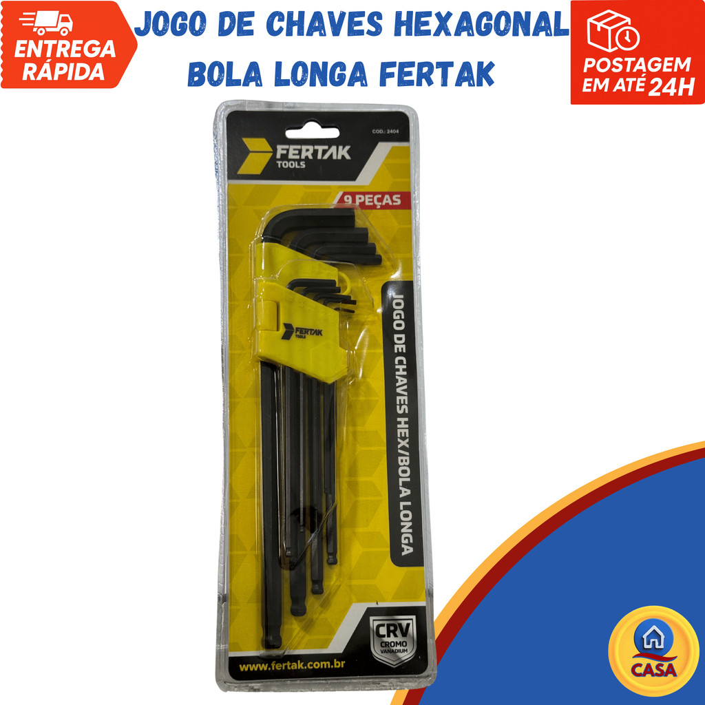 Jogo de Chave Longa Allen/Bola 09 Pcs - Fertak