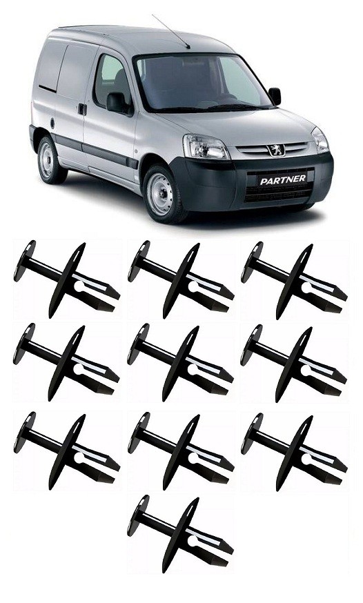 Kit 10 Grampo Presilha Parabarro Peugeot Partner 2002 a 2012