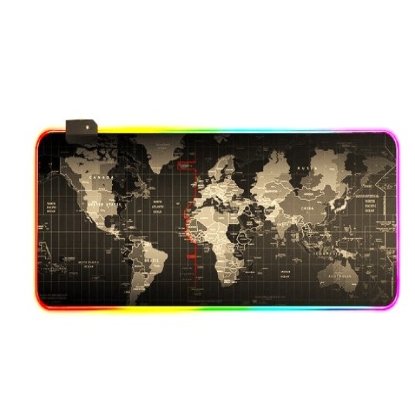 Mouse Pad Led RGB Gamer Escritório Modelo MapaMundi Mousepad
