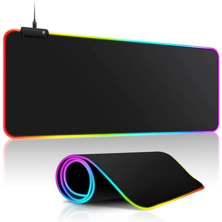 Mousepad Gamer Extra Grande 80x30cm LED RGB Speed Edition Preto Liso Sem Estampa