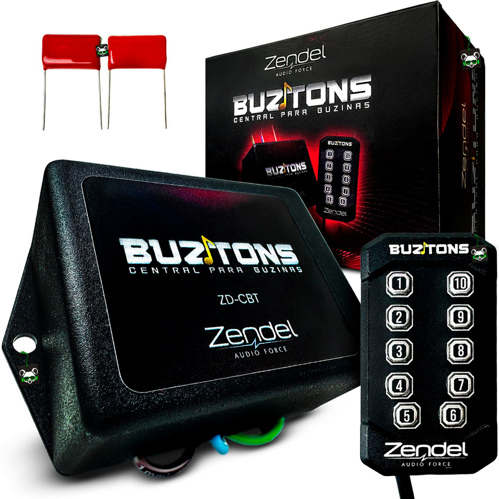 Central Buzitons Buzina Musical 10 Efeitos + Controle Zendel ZD-CBT Zendel