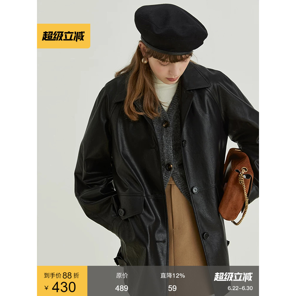 Fano preto Eco-friendly jaqueta de couro do plutônio motocicleta jaqueta feminina 2026 primavera novo estilo Retro lapel