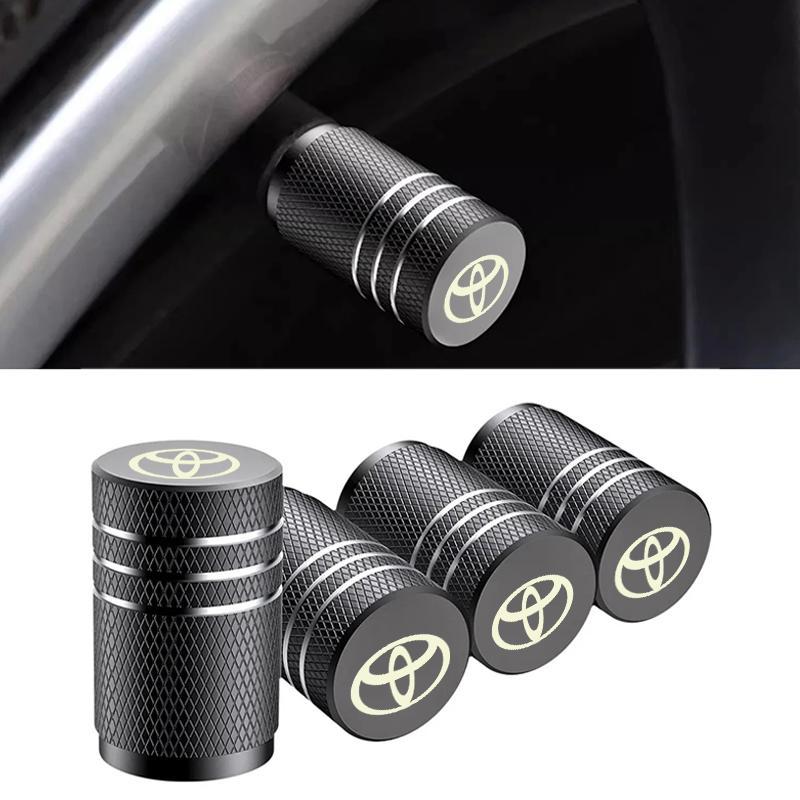 4PCS Tampas de Válvula de Pneu de Metal, Capas de Válvula para Carro Toyota Vios Hilux Innova Fortuner Rush Hiace Coroll