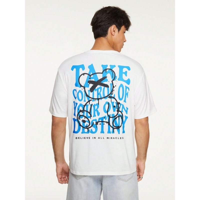 Camiseta Unissex Overside Básica - Estampa TAKE CONTROL- 100 % Algodão