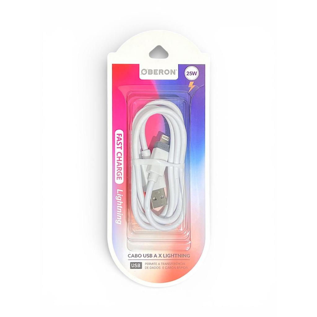 Cabo Lightning USB 25W Carregamento Rápido iPhone iPad Transferência de Dados Fast Charge Alta Durabilidade iOS