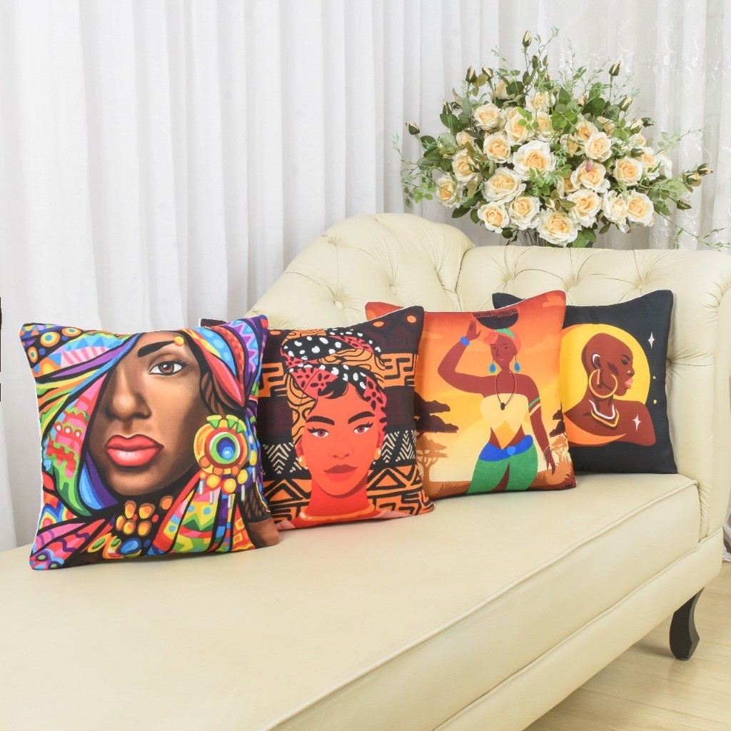 Kit com 4 Capas de Almofada Decorativas Modern Print 45x45 - África