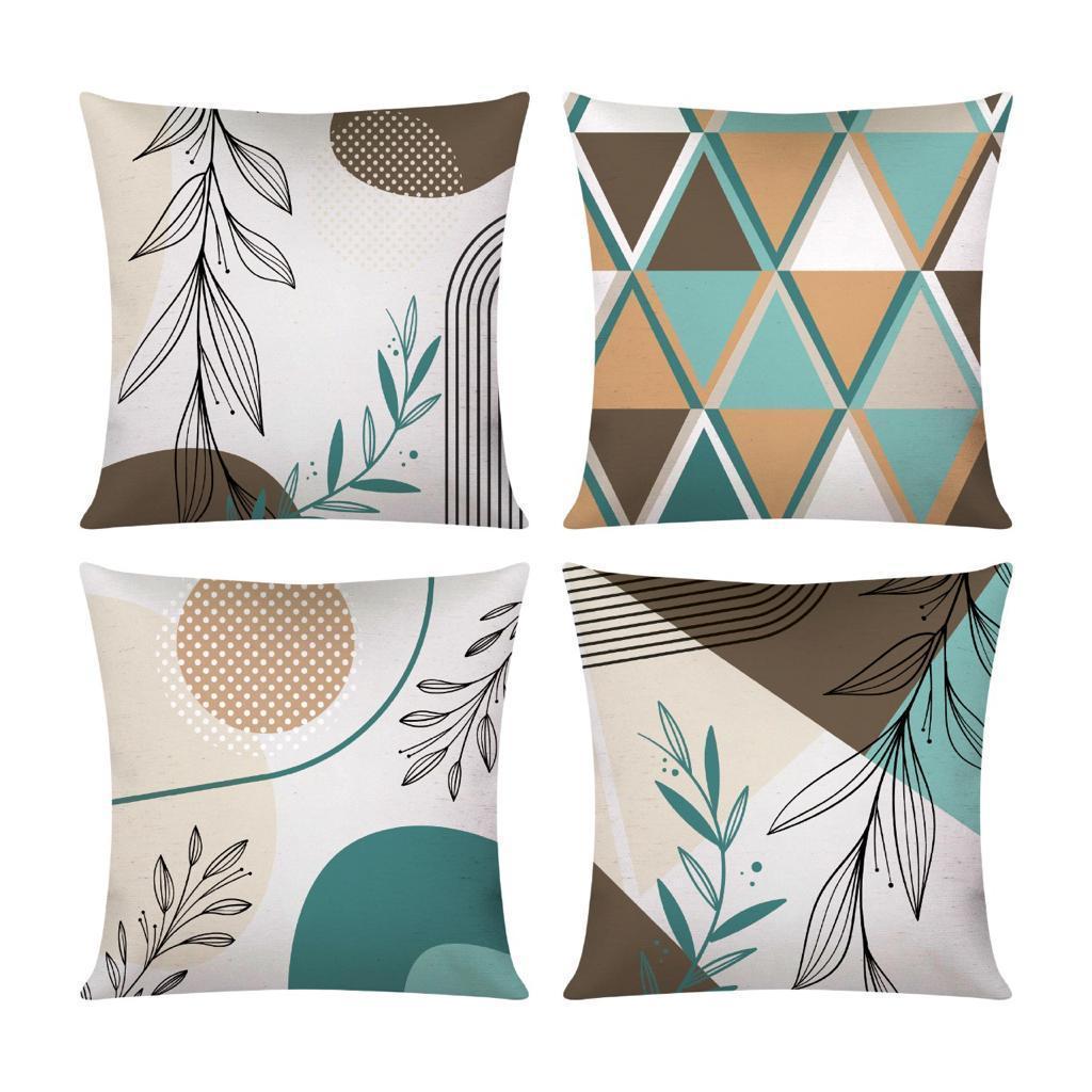 Kit com 4 Capas de Almofada Decorativas Modern Print 45x45 - Folhagem Vintage