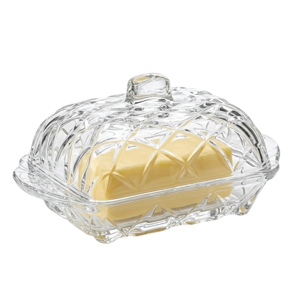 Manteigueira Porta Manteiga de Cristal com Tampa Lyor Deli Diamond Lyor 17x8cm