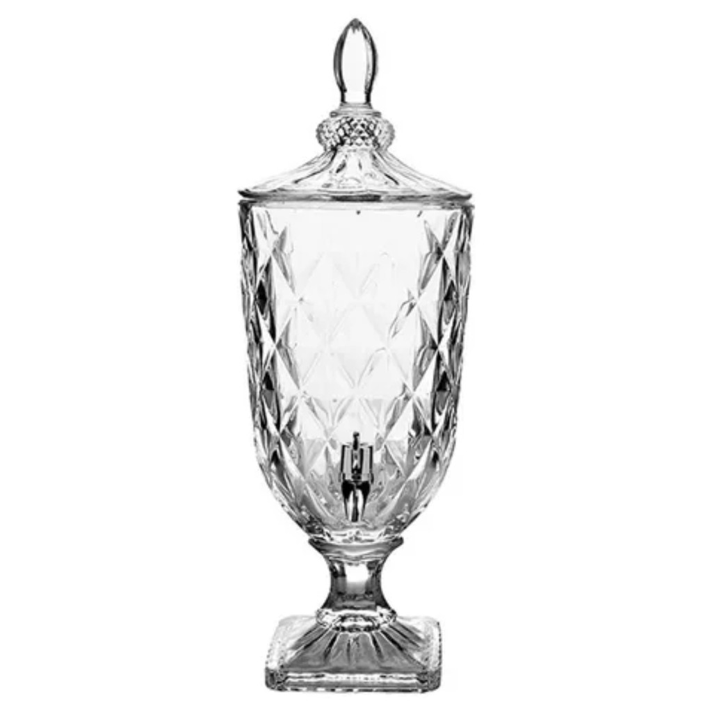 Suqueira Com Torneira E Tampa Cristal Transparente Diamond