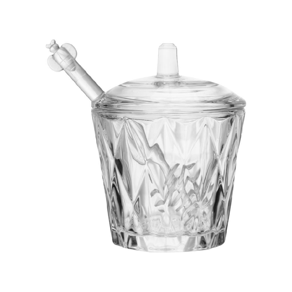 Meleira Com Pegador Deli Diamond 11cm Cristal Mesa Posta Lyor Linha Diamante Cozinha Porta Mel
