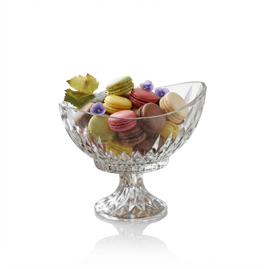 Centro de Mesa Lyor Diamond Cristal Ecológico com Pé 28cm Fruteira Decorativa para Frutas Doces Aparador Sala Mesa Posta