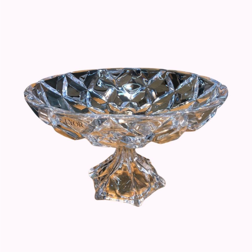 Centro De Mesa De Cristal Pé Diamond Lyor 32,5 Cm X 19,5 Cm