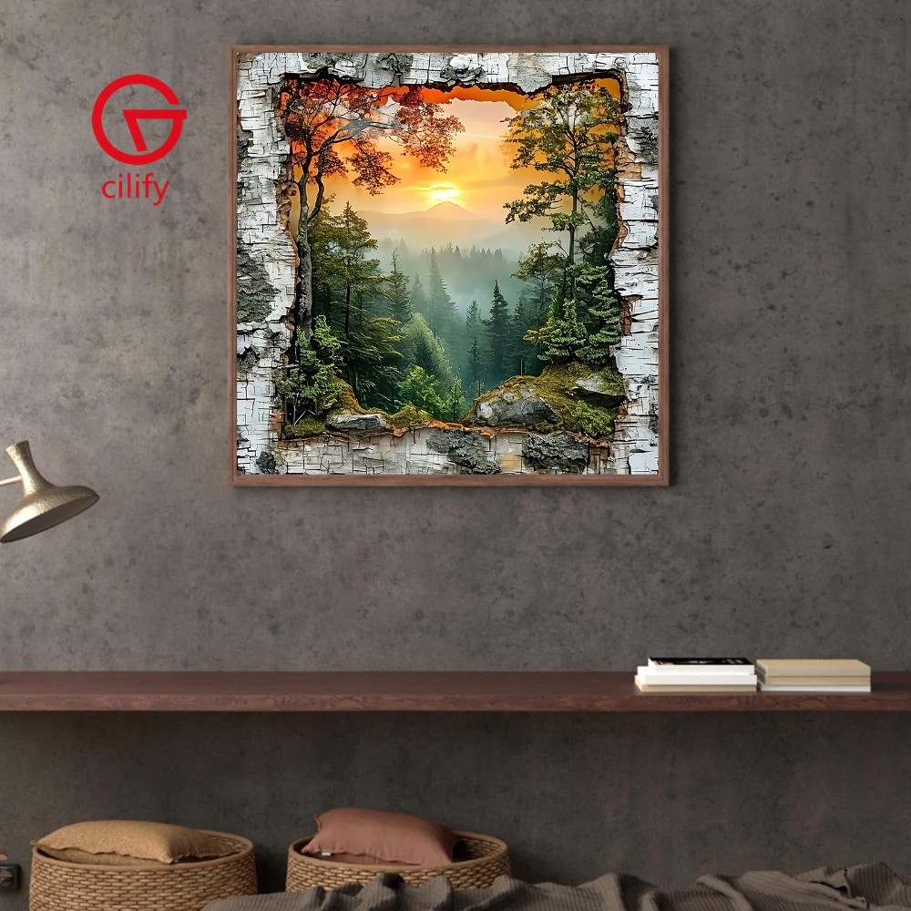 Floresta Completa DIY Crystal Art Paint Por Diamond 5D Broca Redonda 15.75x15.75 Pol .