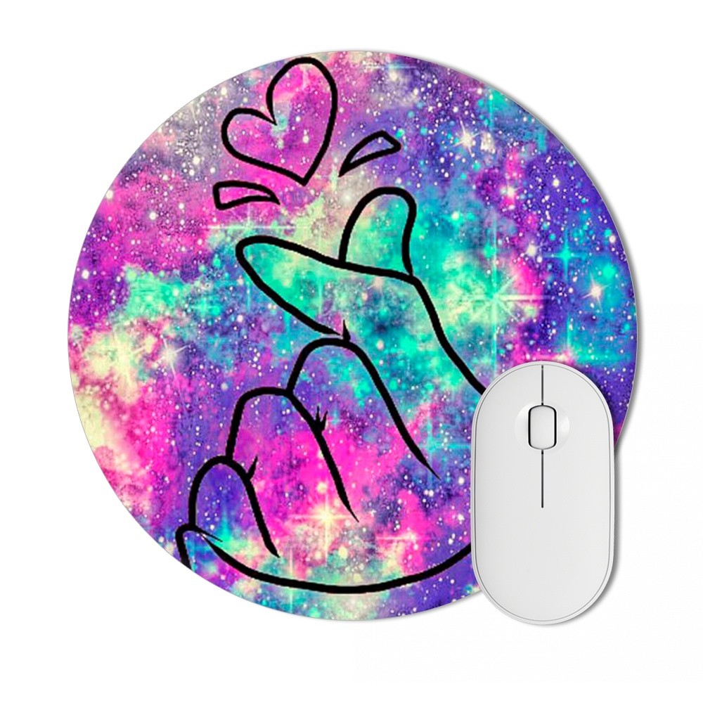 Mousepad Coração de Milhões Mão Dedos Tie Dye Espaço Criativo Glitter Rave