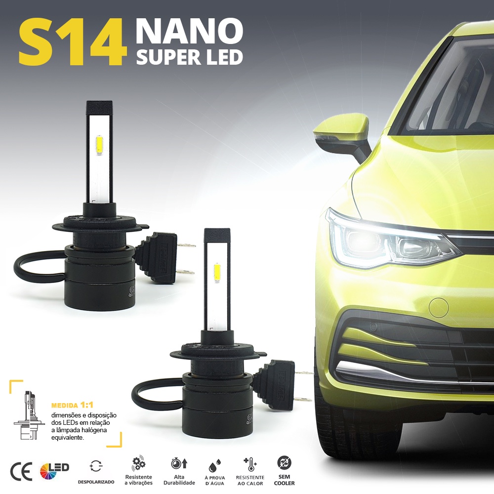 Par Lâmpadas H7 Farol Baixo Citroen C4 Hatch 2009 2010 2011 2012 2013 2014 Super Led Mini Nano 6000k 7200 Lumens Sem Adaptar Furar Tampa de Borracha Shocklight S14