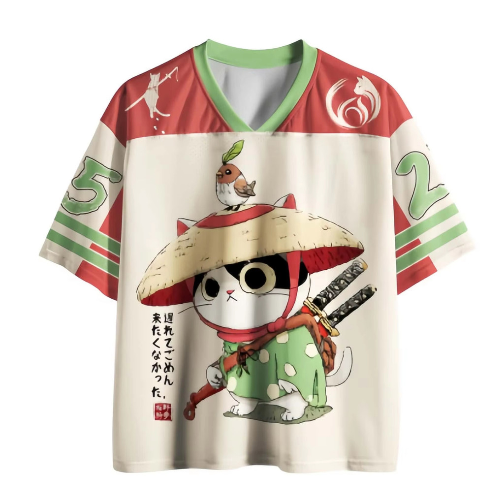 [Nome Personalizado Grátis] Unissex Cute Fantasy Kitty Warrior Jersey Top Homens Mulheres Adorável Desenho Animado Gato