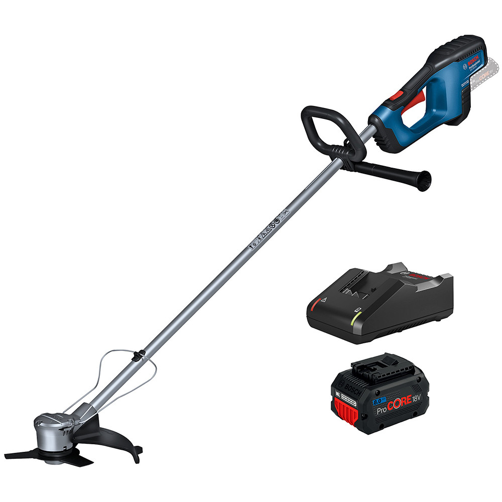 Kit Roçadeira Lateral a Bateria GFR 18V-23 + Bateria 18V 8Ah ProCore + Carregador GAL 18V-40 (Bivolt) Bosch