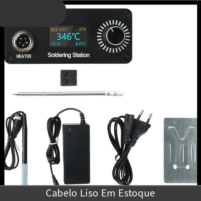 Estação De Solda Digital T12 , Kit De Ferramentas De Ferro Profissional Para Reparo Doméstico Com Display OLED , Plugue