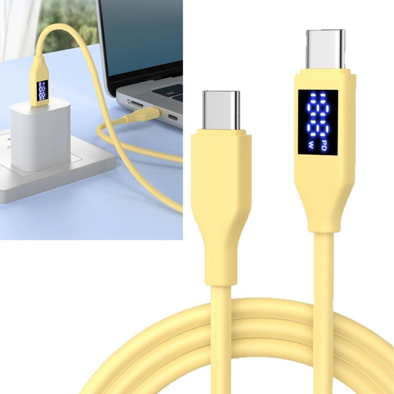 Carregamento 60 Type C Para Display Digital Revestimento Silicone Rápido E Sincronização D