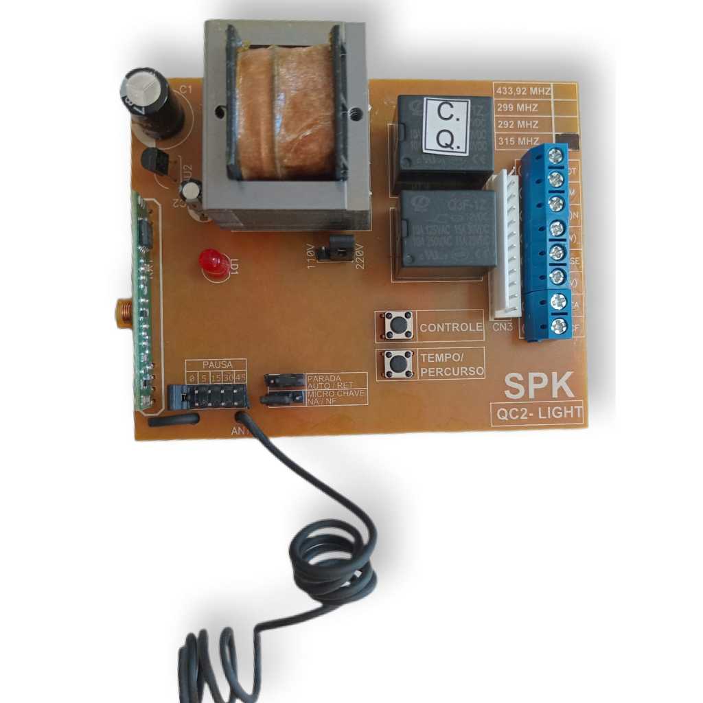 Central Eletrônica Quadro de Comando QC2 Light SPK Frequências 433mhz 299mhz 292mhz