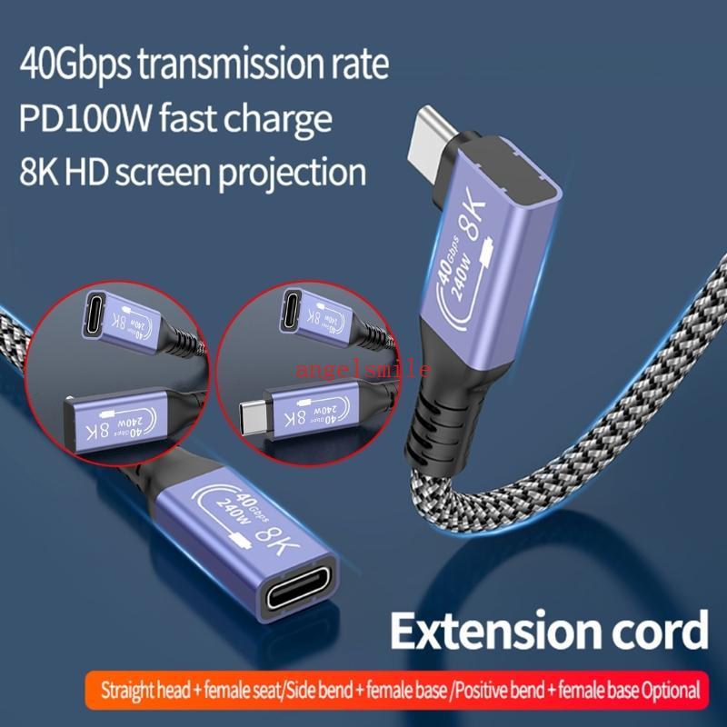Extensão USB C 40 Gbps Transferência PD240W Potência Suporte Vídeo 8K60Hz Compatível Laptops