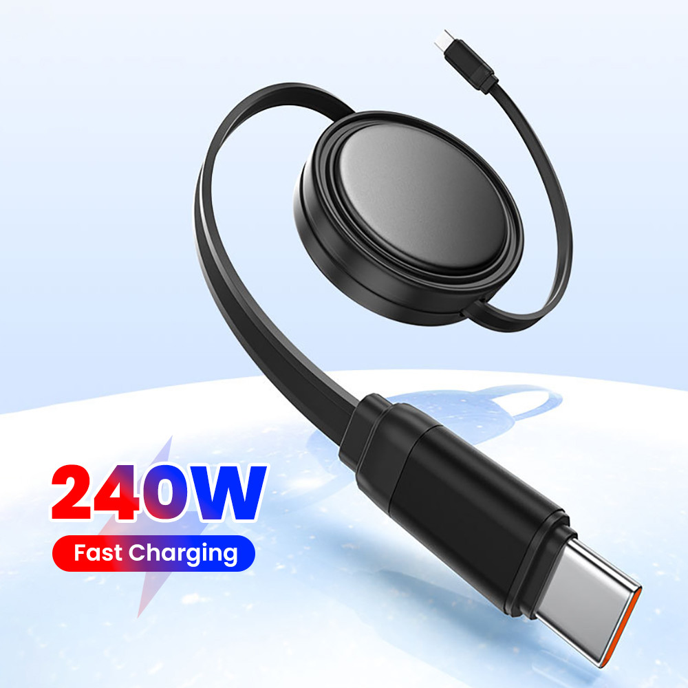 Cabo De Dados Extensível Reversível PD240W Retrátil Duplo Tipo C Linha Universal De Carregamento Super Rápido Para Noteb