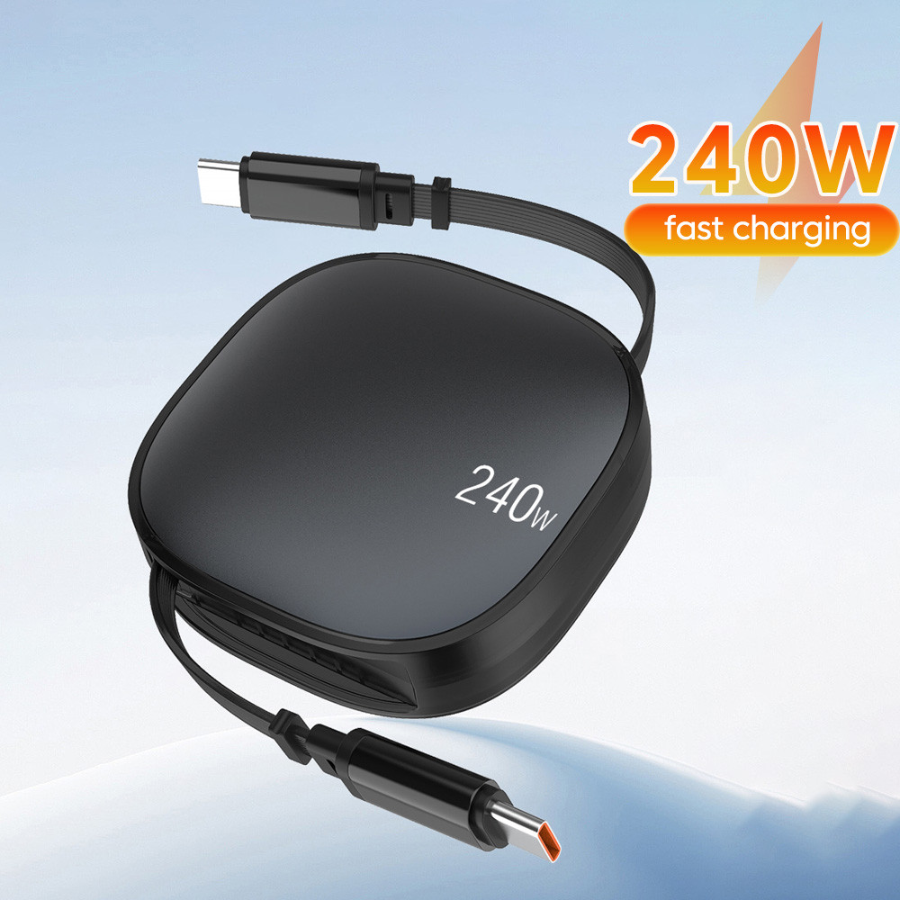 Cabo De Dados Extensível Reversível PD240W Retrátil Duplo Tipo C Linha Universal De Carregamento Super Rápido Para Noteb