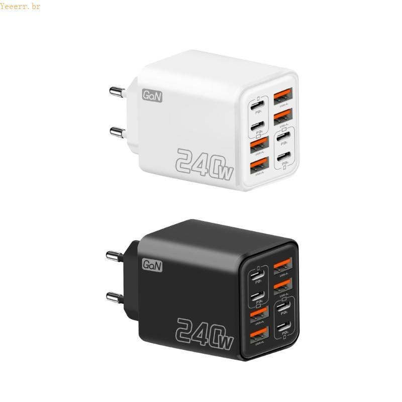 Adaptador Carregamento Rápido 240W 8 Portas PD240W USB A Smartphones Compatíveis, Laptops E Outros Eletrônicos