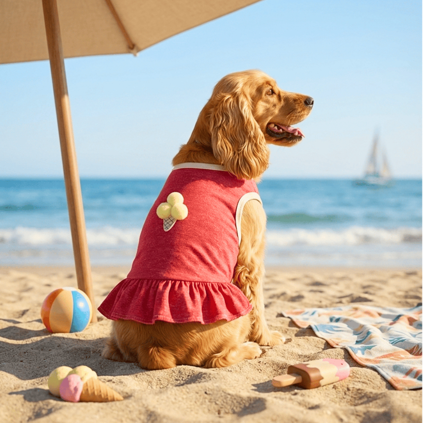 Vestido Pet Verão para Cachorro e Gato | Roupa Pet Sorvete Colorido Doce 3D