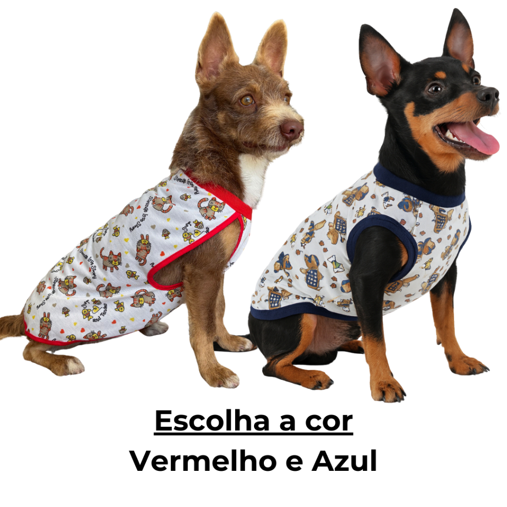 Roupinha Pet Verão - Roupa Fresquinha Estampada Pra Cachorro e Gato Confortável De Macho e Fêmea Porte Pequeno a Grande