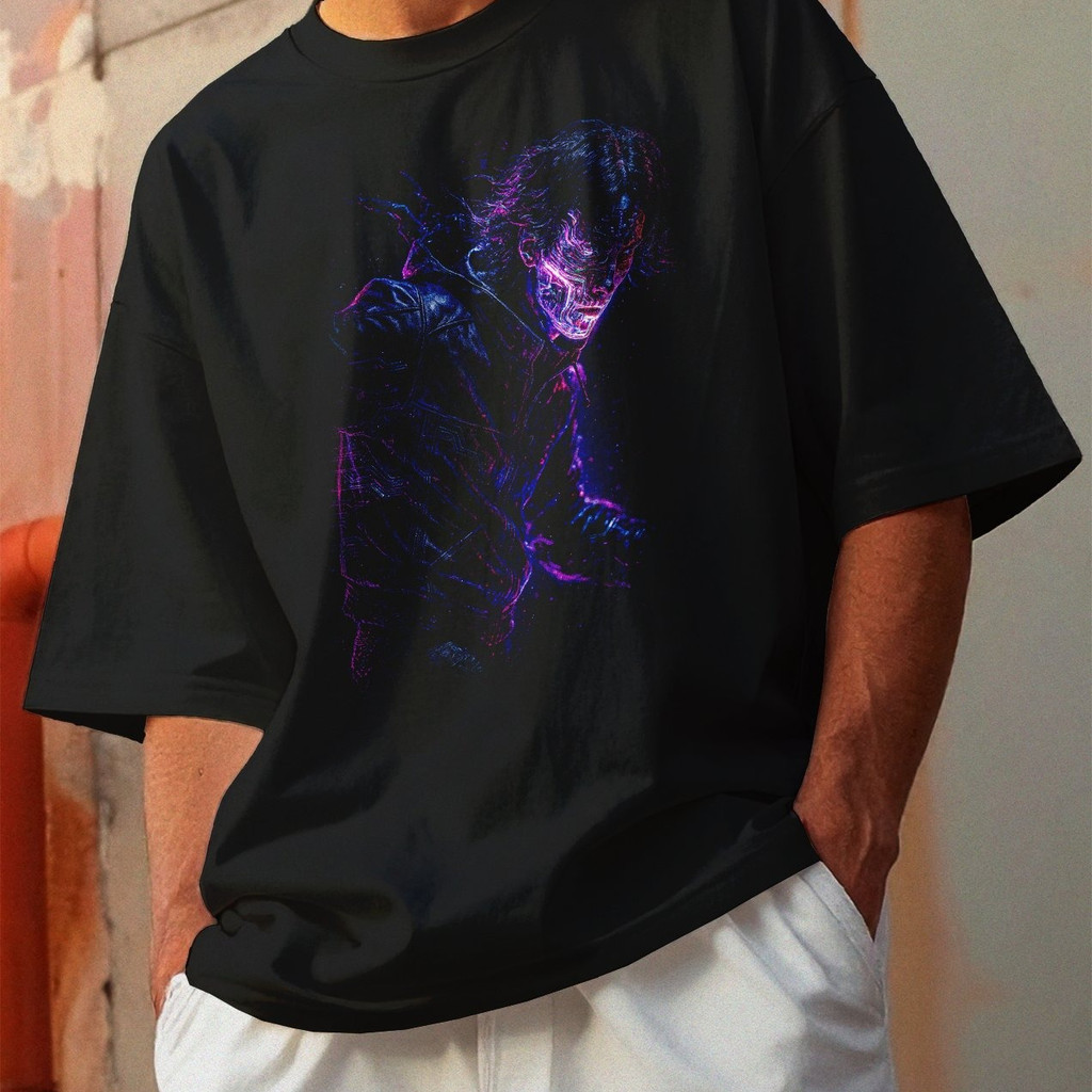 Camiseta Oversized Gola Alta Streetwear Algodão Estilo Urbano Treino Casual Preto Estamp Todas Ocasiões CYBERPUNK 20