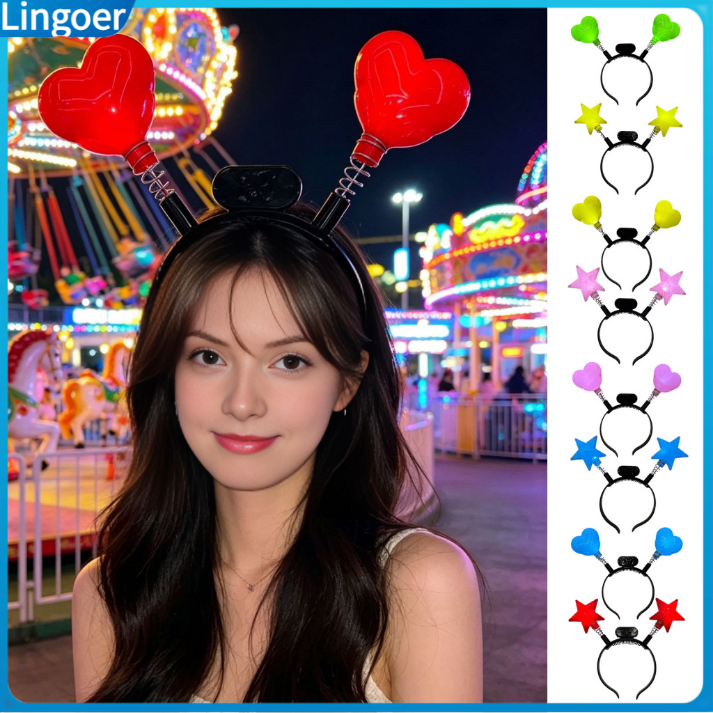Led Star Headband with Spring – Light Up Wobble Hair Hoop for Party Festival Concert Kids Adults Graduation Decoration