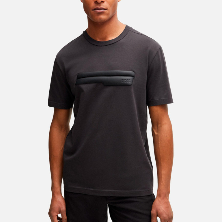 Camiseta Hugo Boss Masculina Tee 2 Relief Regular Fit Stretch Chumbo