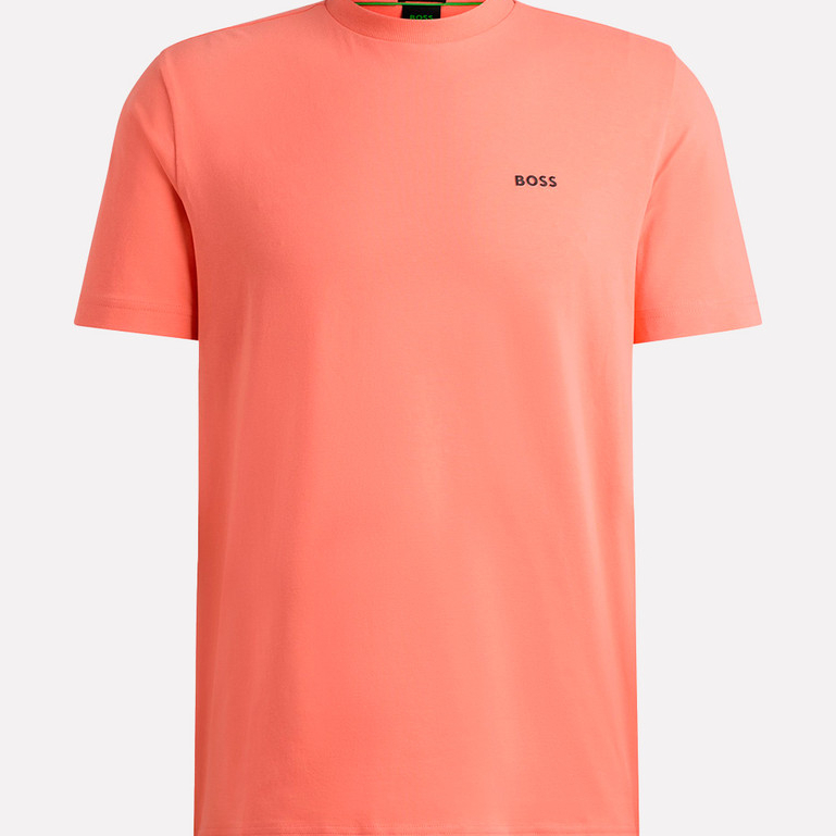 Camiseta Hugo Boss Masculina Regular Fit Stretch Tee 667 Rosa Coral Escuro