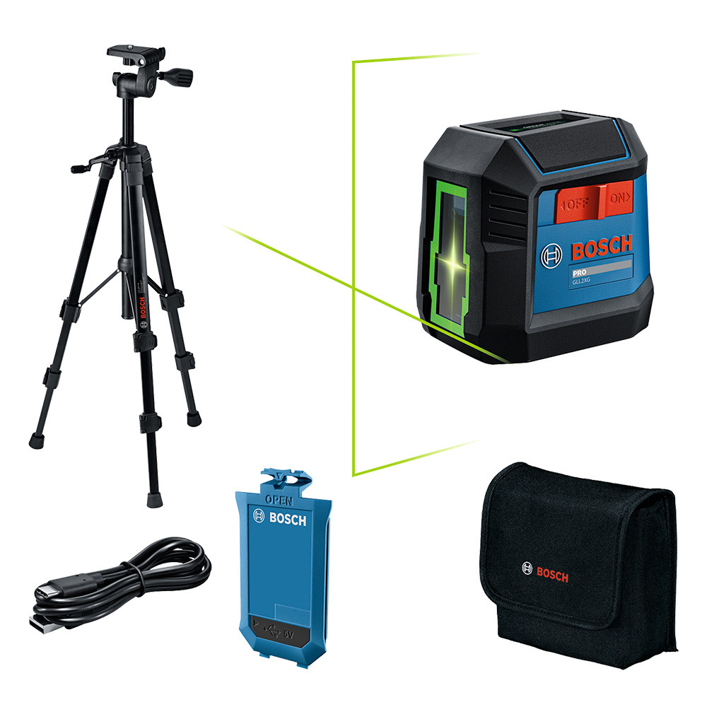 Nível a Laser 2 Linhas Alcance de 20 Metros com Tripé Bosch GLL2XG