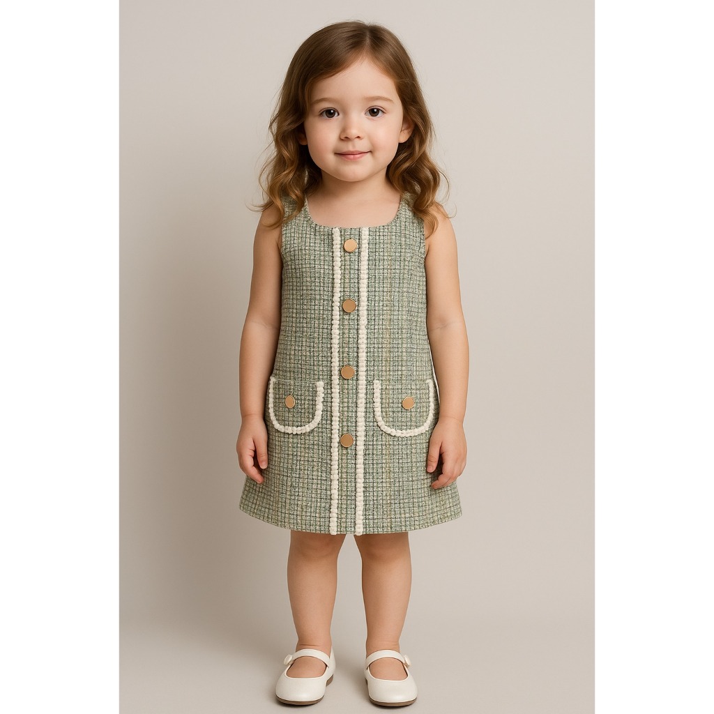 Vestido Infantil Moda Boutique Feminina Tweed Clássic Verão Inverno Casamento Confortável