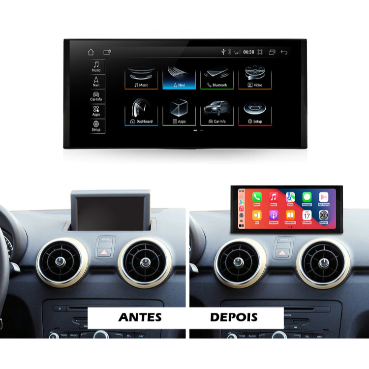 Central Multimídia Android Audi A1 2013 A 2019 Tela 10.25 8GB RAM 64GB Automotiva